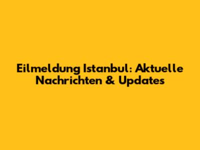 Eilmeldung Istanbul: Aktuelle Nachrichten & Updates