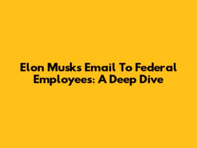 Elon Musk's Email To Federal Employees: A Deep Dive