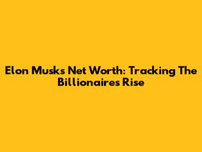 Elon Musk's Net Worth: Tracking The Billionaire's Rise