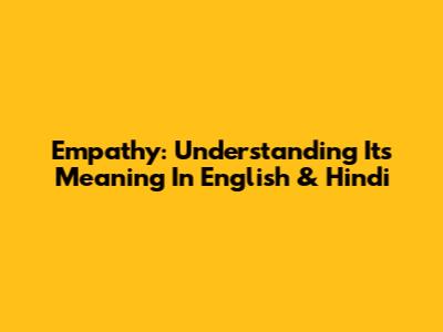 Empathy: Understanding Its Meaning In English & Hindi