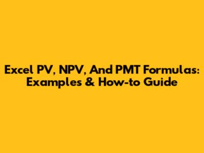 Excel PV, NPV, And PMT Formulas: Examples & How-to Guide