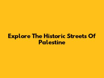 Explore The Historic Streets Of Palestine