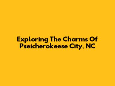 Exploring The Charms Of Pseicherokeese City, NC