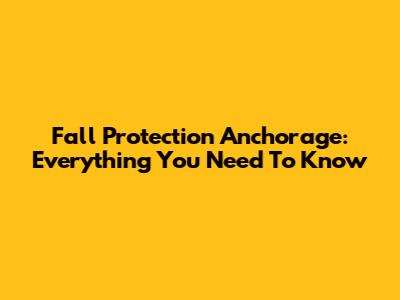 Fall Protection Anchorage: Everything You Need To Know