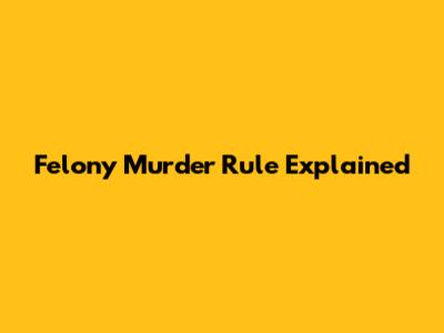 Felony Murder Rule Explained