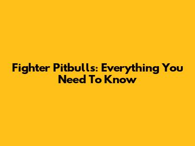 Fighter Pitbulls: Everything You Need To Know
