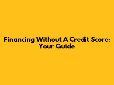 Financing Without A Credit Score: Your Guide