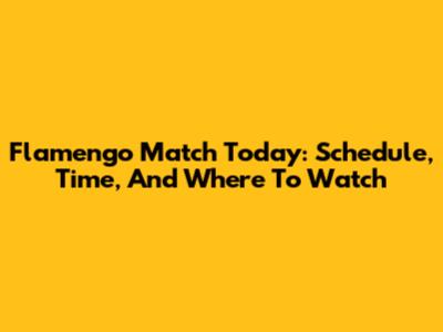 Flamengo Match Today: Schedule, Time, And Where To Watch