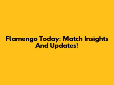 Flamengo Today: Match Insights And Updates!