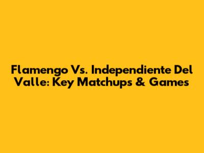 Flamengo Vs. Independiente Del Valle: Key Matchups & Games