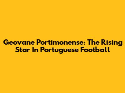 Geovane Portimonense: The Rising Star In Portuguese Football