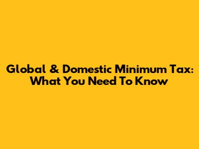 Global & Domestic Minimum Tax: What You Need To Know