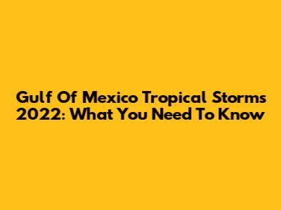 Gulf Of Mexico Tropical Storms 2022: What You Need To Know
