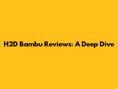 H2D Bambu Reviews: A Deep Dive