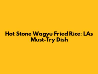 Hot Stone Wagyu Fried Rice: LA's Must-Try Dish