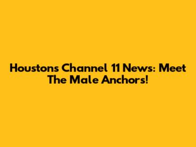 Houston's Channel 11 News: Meet The Male Anchors!