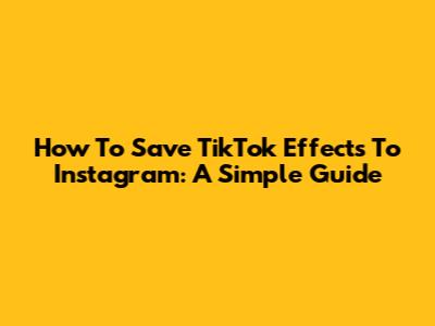 How To Save TikTok Effects To Instagram: A Simple Guide