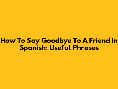 How To Say Goodbye To A Friend In Spanish: Useful Phrases