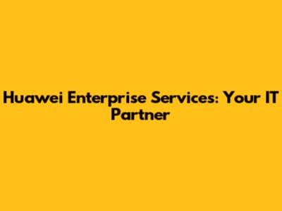 Huawei Enterprise Services: Your IT Partner