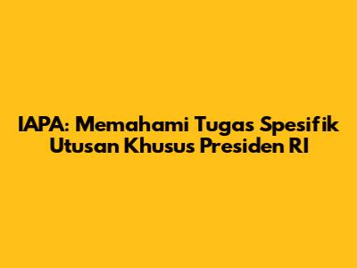 IAPA: Memahami Tugas Spesifik Utusan Khusus Presiden RI