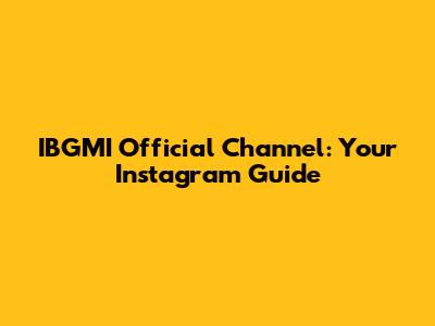 IBGMI Official Channel: Your Instagram Guide