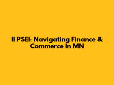 II PSEI: Navigating Finance & Commerce In MN