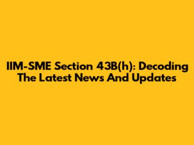 IIM-SME Section 43B(h): Decoding The Latest News And Updates