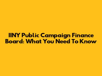 IINY Public Campaign Finance Board: What You Need To Know