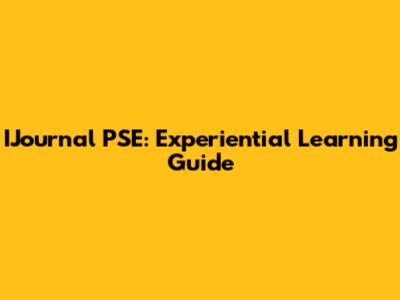IJournal PSE: Experiential Learning Guide