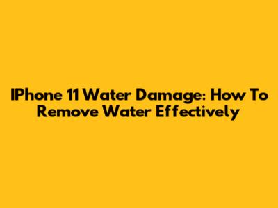 IPhone 11 Water Damage: How To Remove Water Effectively