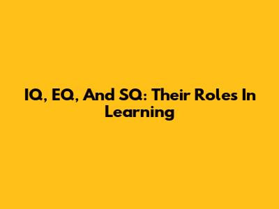IQ, EQ, And SQ: Their Roles In Learning