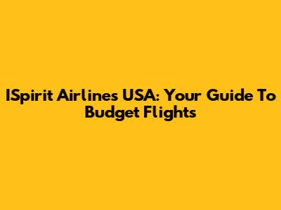 ISpirit Airlines USA: Your Guide To Budget Flights