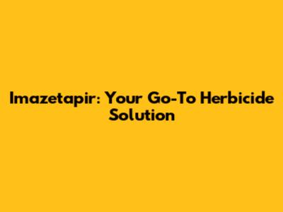 Imazetapir: Your Go-To Herbicide Solution