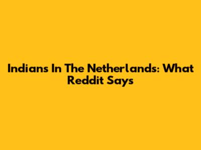 Indians In The Netherlands: What Reddit Says