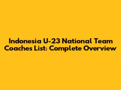 Indonesia U-23 National Team Coaches List: Complete Overview
