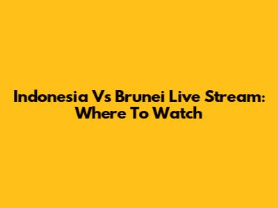 Indonesia Vs Brunei Live Stream: Where To Watch
