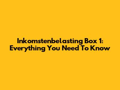 Inkomstenbelasting Box 1: Everything You Need To Know