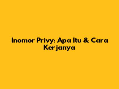 Inomor Privy: Apa Itu & Cara Kerjanya