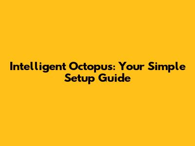 Intelligent Octopus: Your Simple Setup Guide