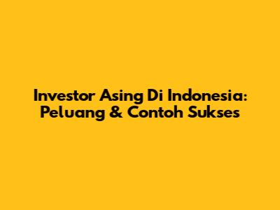 Investor Asing Di Indonesia: Peluang & Contoh Sukses