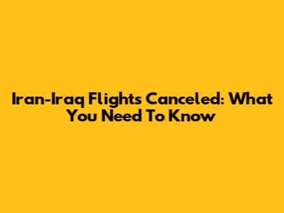 Iran-Iraq Flights Canceled: What You Need To Know