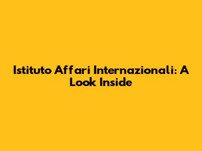 Istituto Affari Internazionali: A Look Inside
