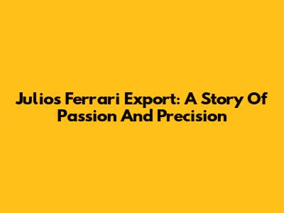 Julio's Ferrari Export: A Story Of Passion And Precision