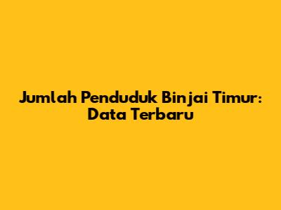 Jumlah Penduduk Binjai Timur: Data Terbaru