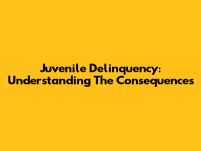 Juvenile Delinquency: Understanding The Consequences