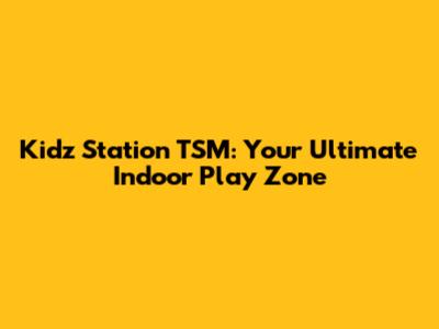 Kidz Station TSM: Your Ultimate Indoor Play Zone