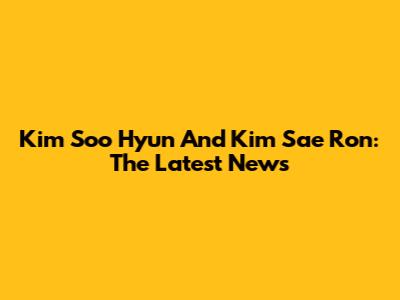 Kim Soo Hyun And Kim Sae Ron: The Latest News