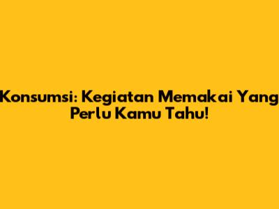 Konsumsi: Kegiatan Memakai Yang Perlu Kamu Tahu!