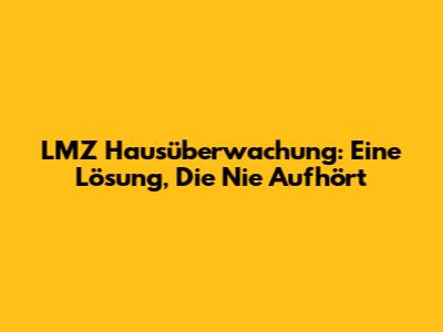 LMZ Hausüberwachung: Eine Lösung, Die Nie Aufhört