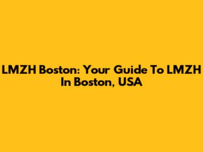 LMZH Boston: Your Guide To LMZH In Boston, USA